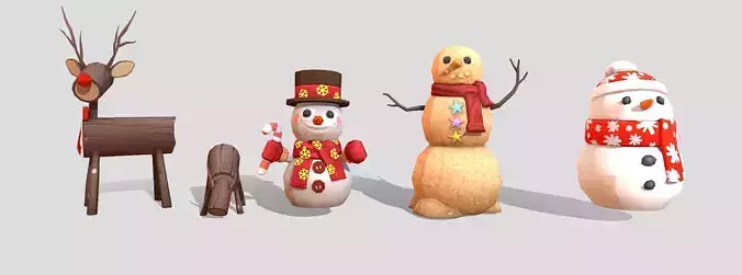 Rudoph Ice Man Clay Man Christmass Props GLB