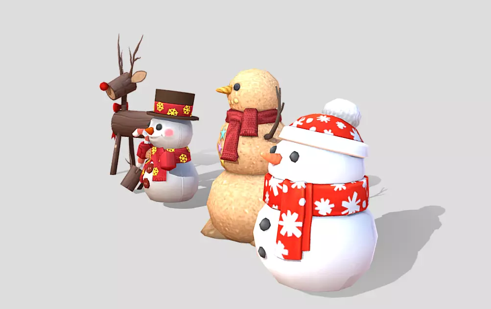 Rudoph Ice Man Clay Man Christmass Props GLB 3D model_2