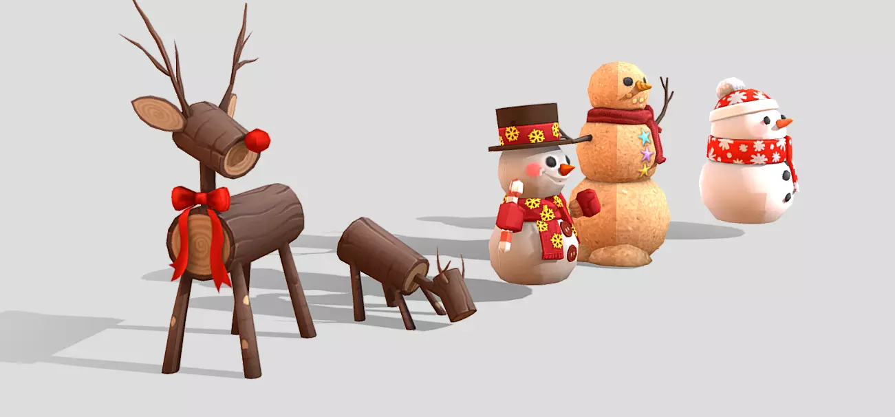 Rudoph Ice Man Clay Man Christmass Props GLB 3D model_1