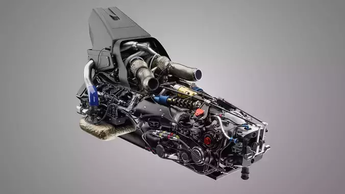 Twin Turbo Hybrid V8 LMH LMDh Engine - Center Exit Exhaust