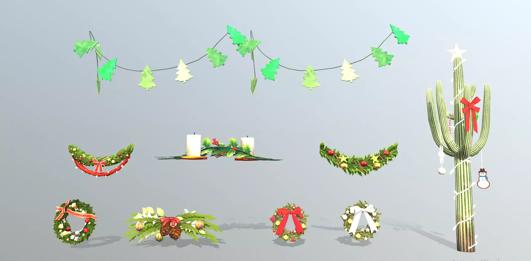 Christmass Dicorations Assets and Ornaments GLB 3D model