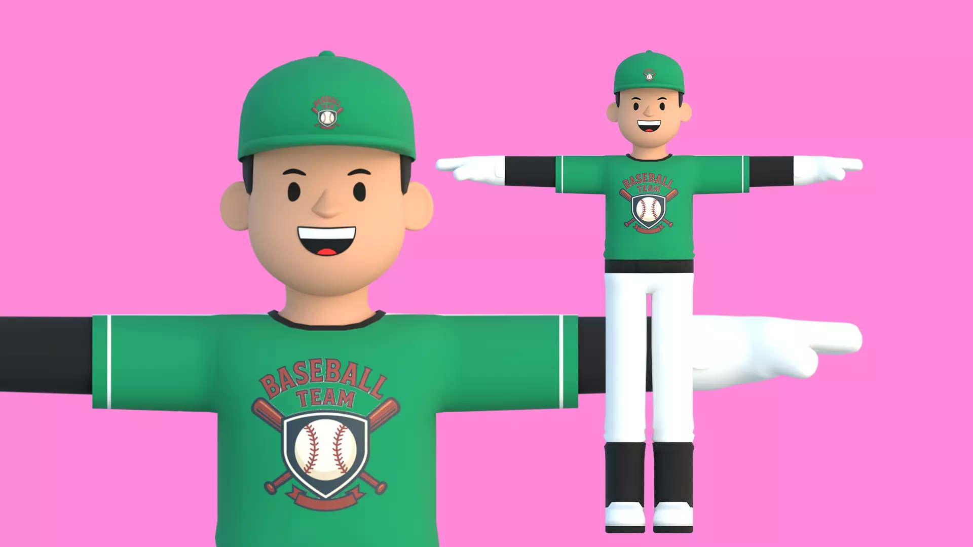 Minimal Baseball Player Character Low-poly 3D model