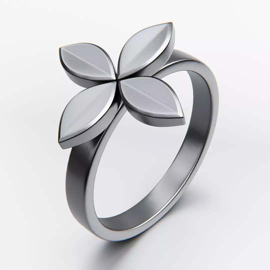 Floral Leaf Ring - Minimal Elegant Jewelry 3D Print Model 3D print model