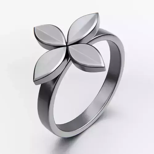 Floral Leaf Ring - Minimal Elegant Jewelry 3D Print Model
