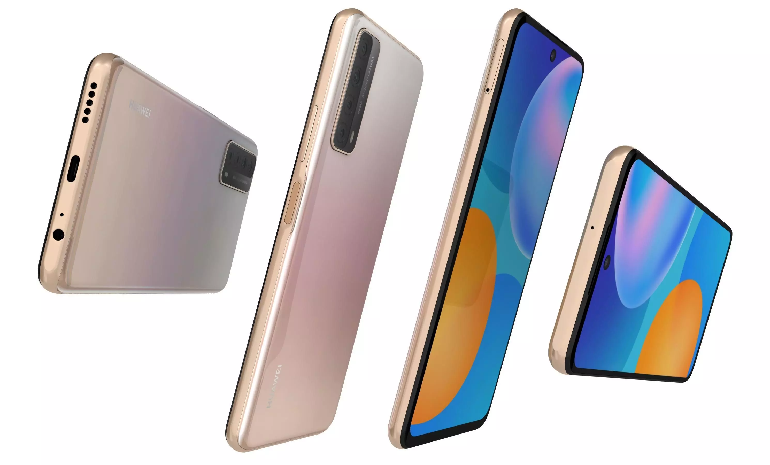 Huawei P Smart 2021 Blush Gold High Poly 3D model_5