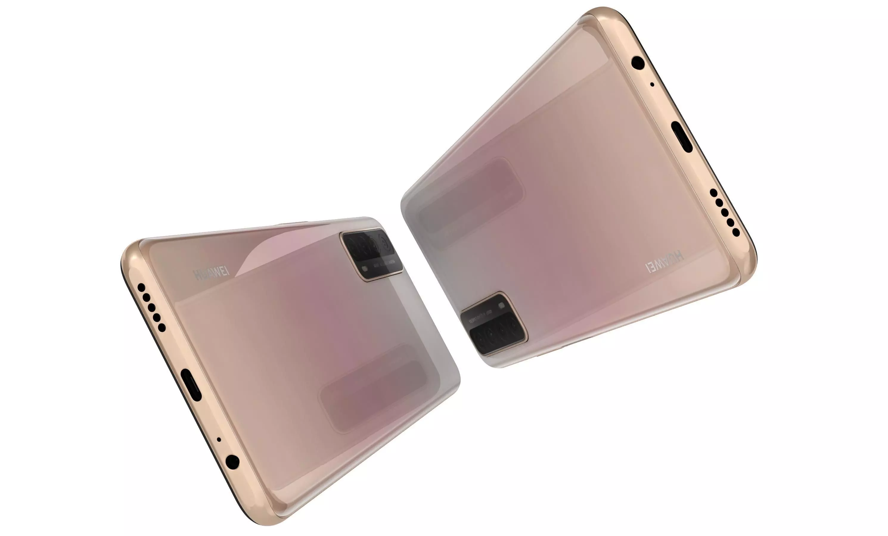 Huawei P Smart 2021 Blush Gold High Poly 3D model_4