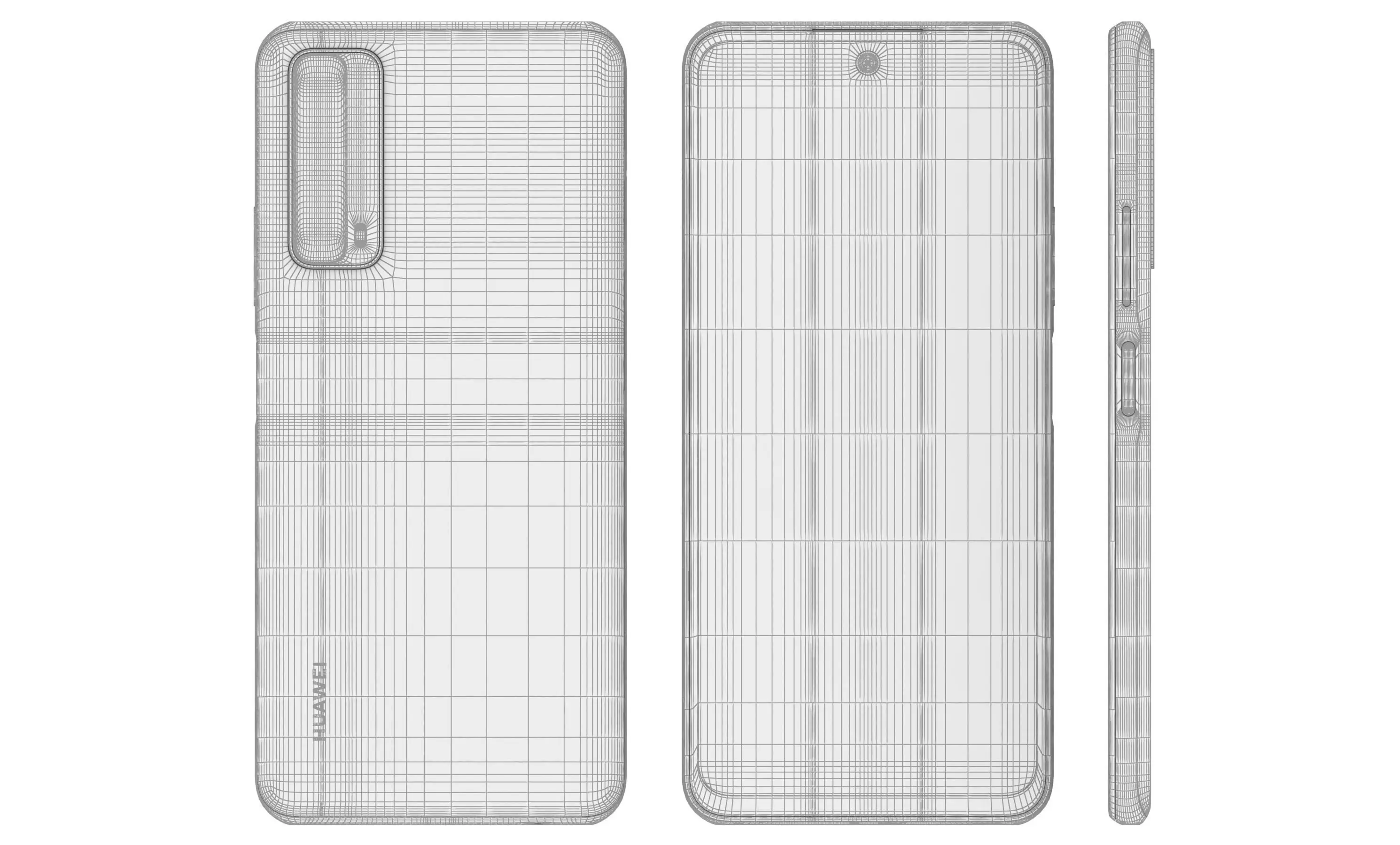 Huawei P Smart 2021 Blush Gold High Poly 3D model_11