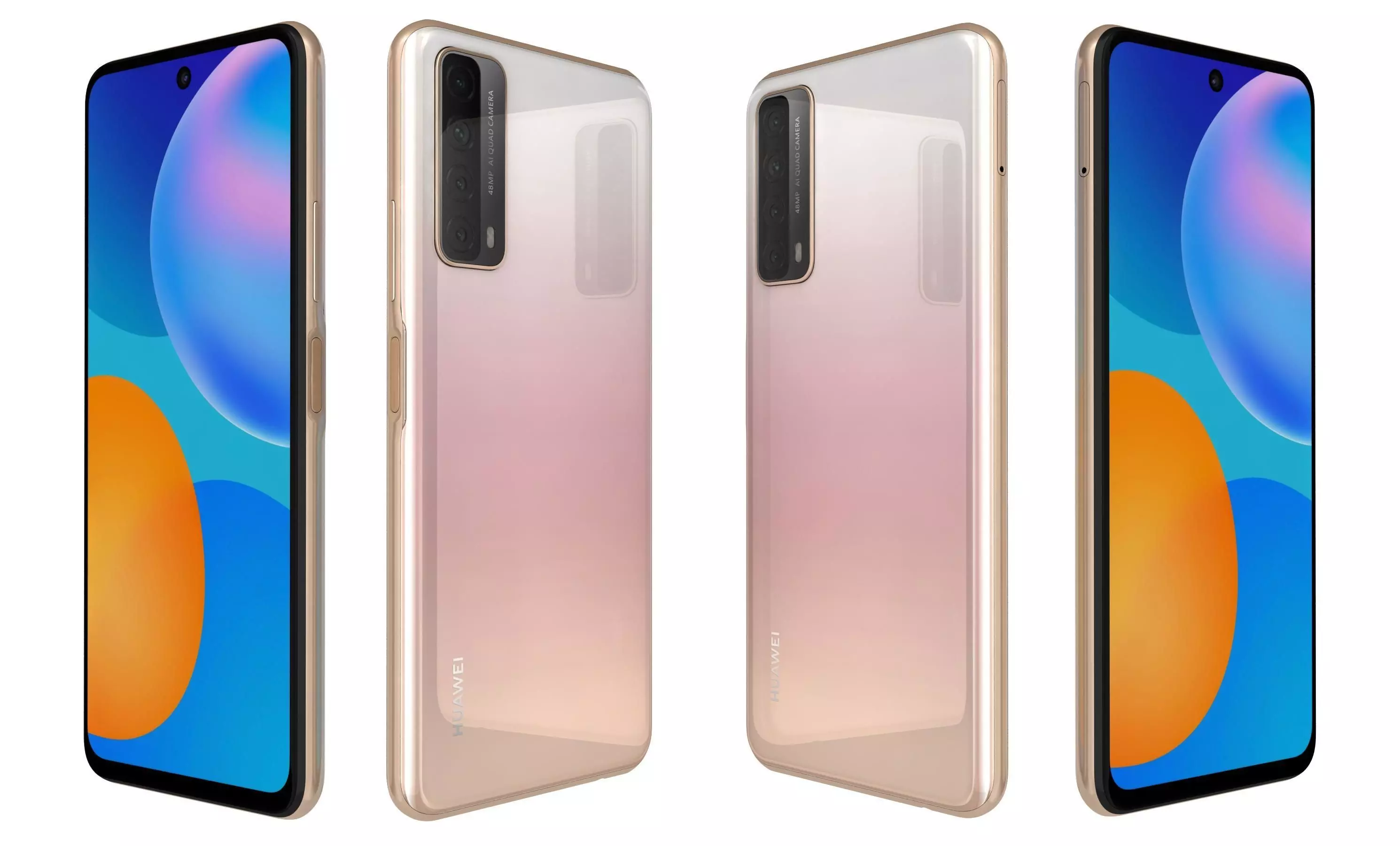 Huawei P Smart 2021 Blush Gold High Poly 3D model_27