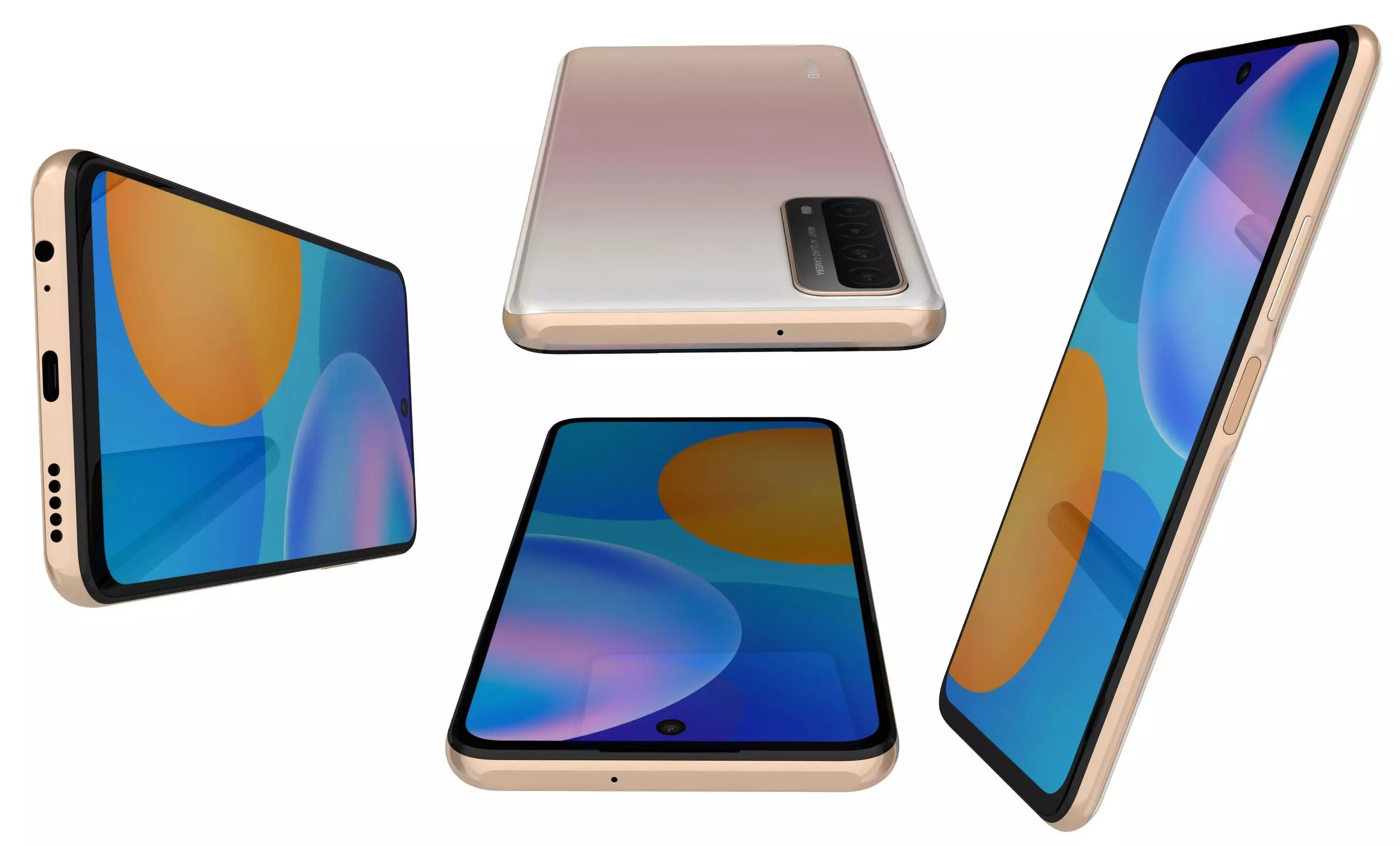 Huawei P Smart 2021 Blush Gold High Poly 3D model_7