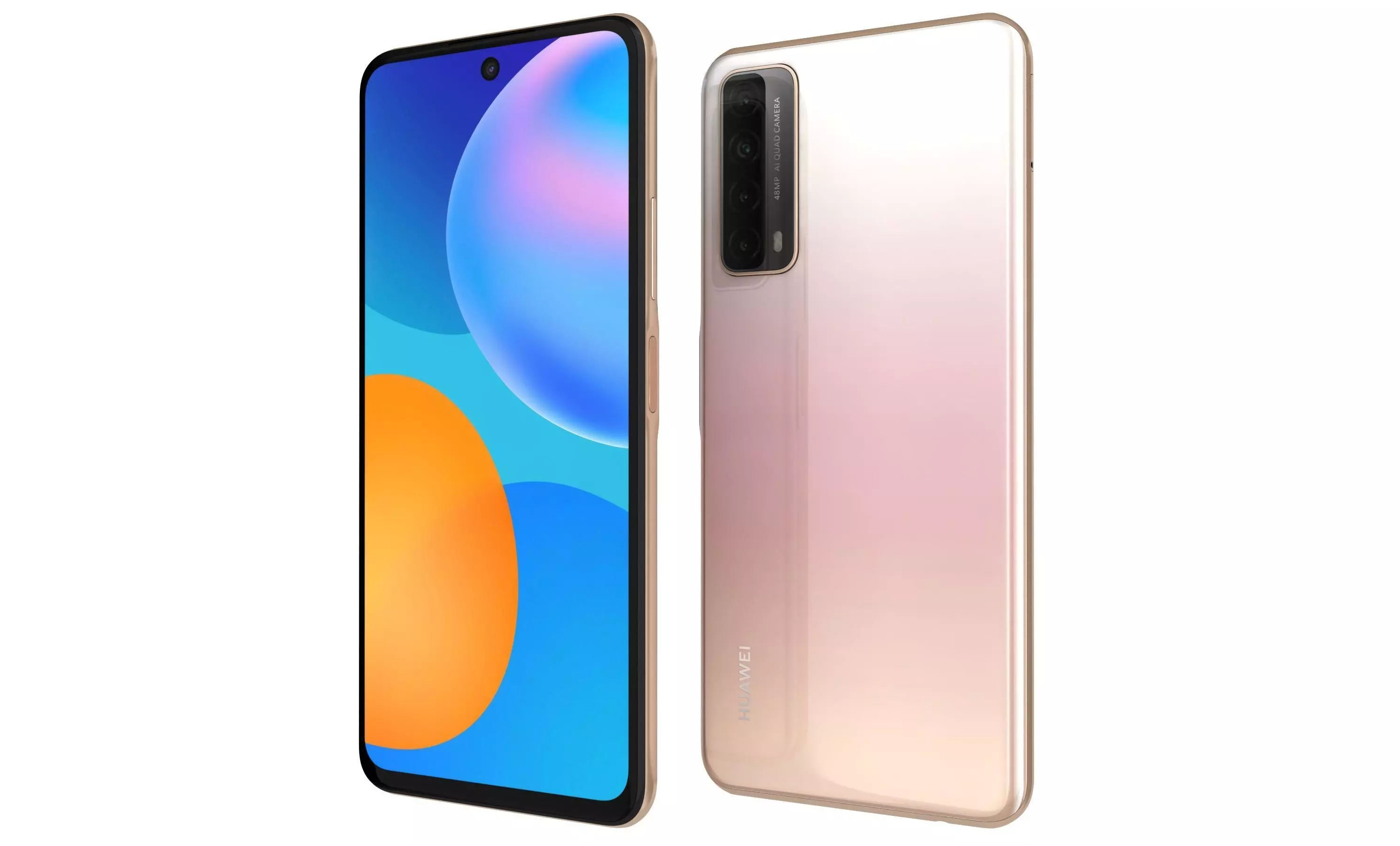 Huawei P Smart 2021 Blush Gold High Poly 3D model_1