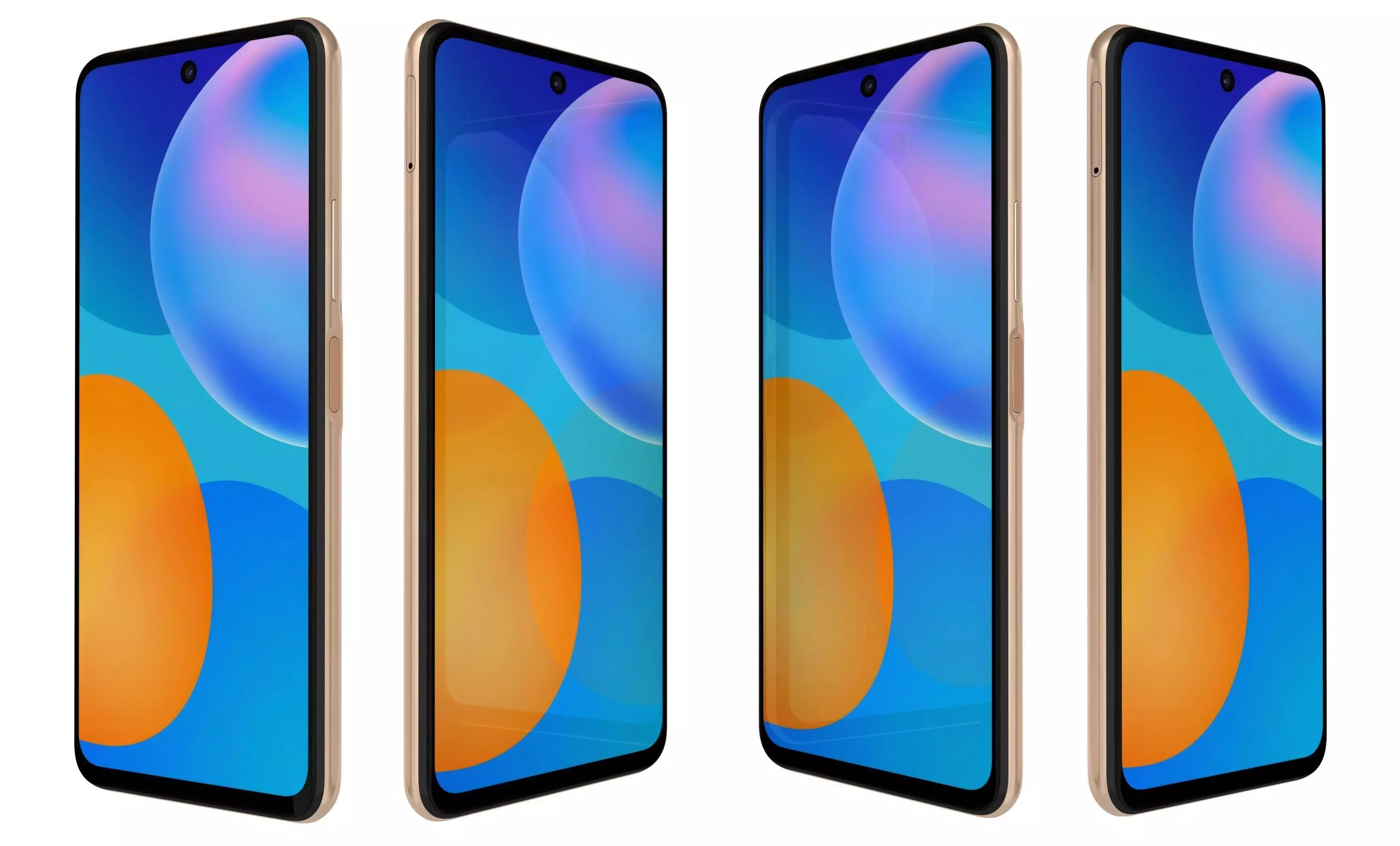 Huawei P Smart 2021 Blush Gold High Poly 3D model_29