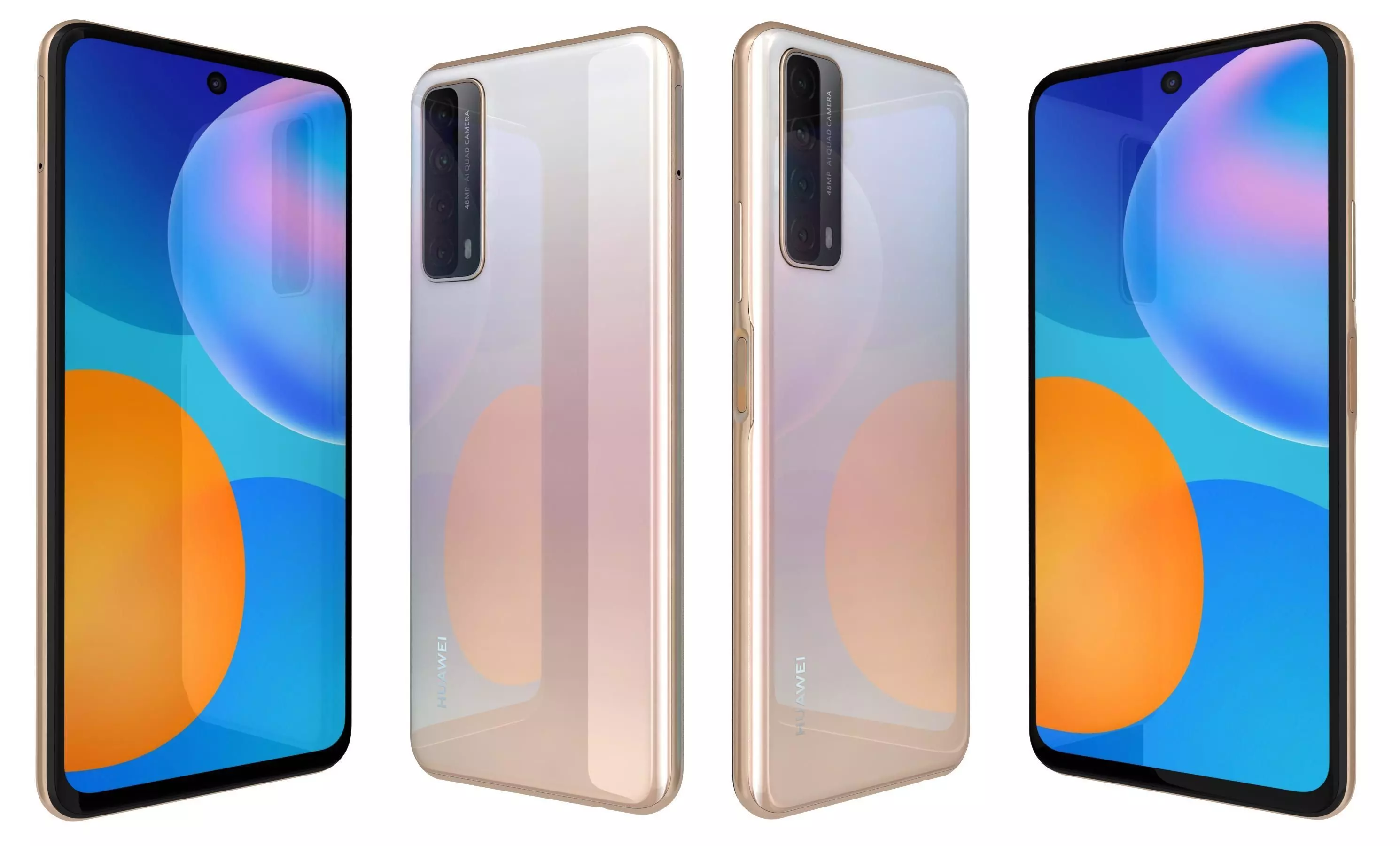 Huawei P Smart 2021 Blush Gold High Poly 3D model_21