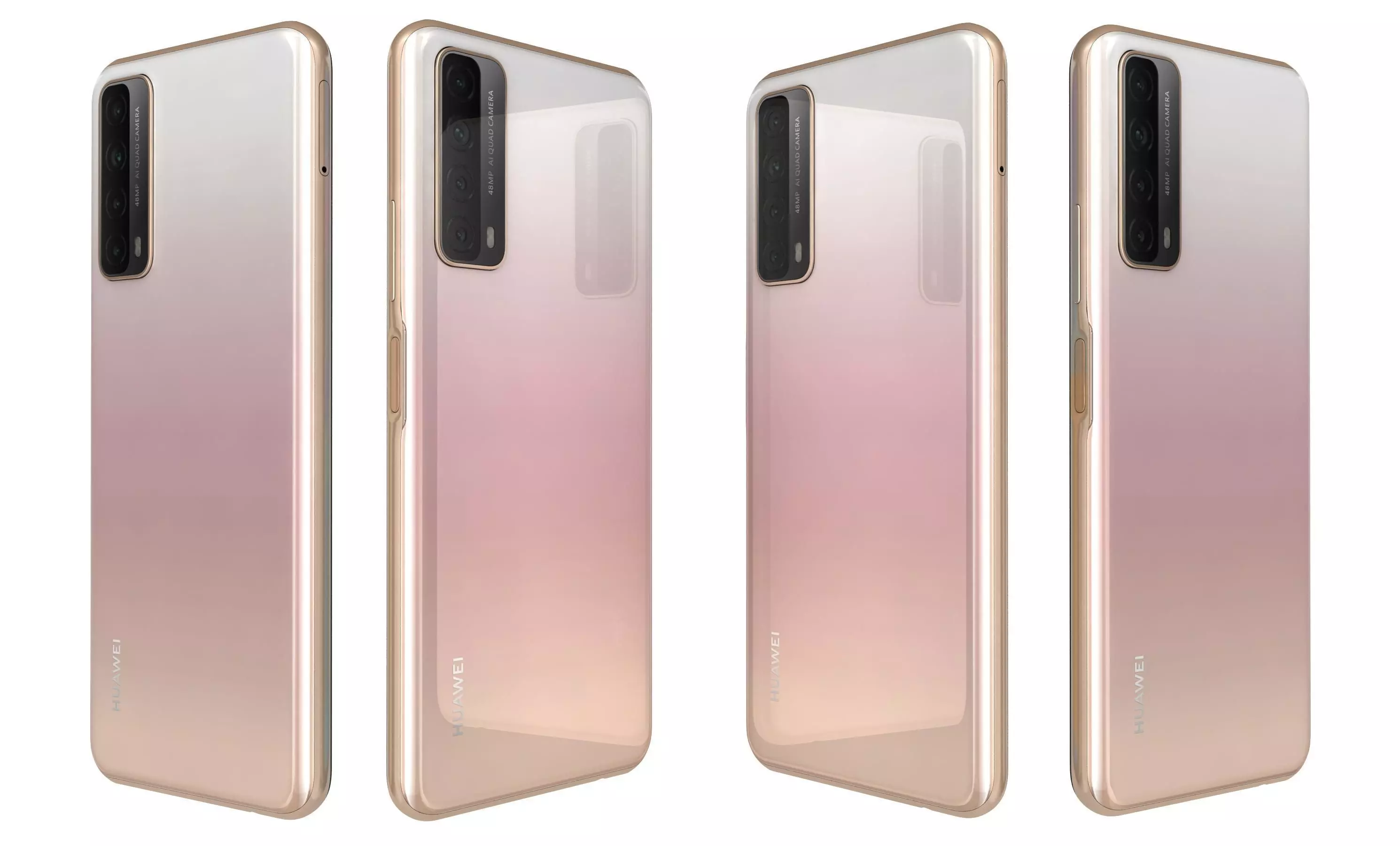 Huawei P Smart 2021 Blush Gold High Poly 3D model_28