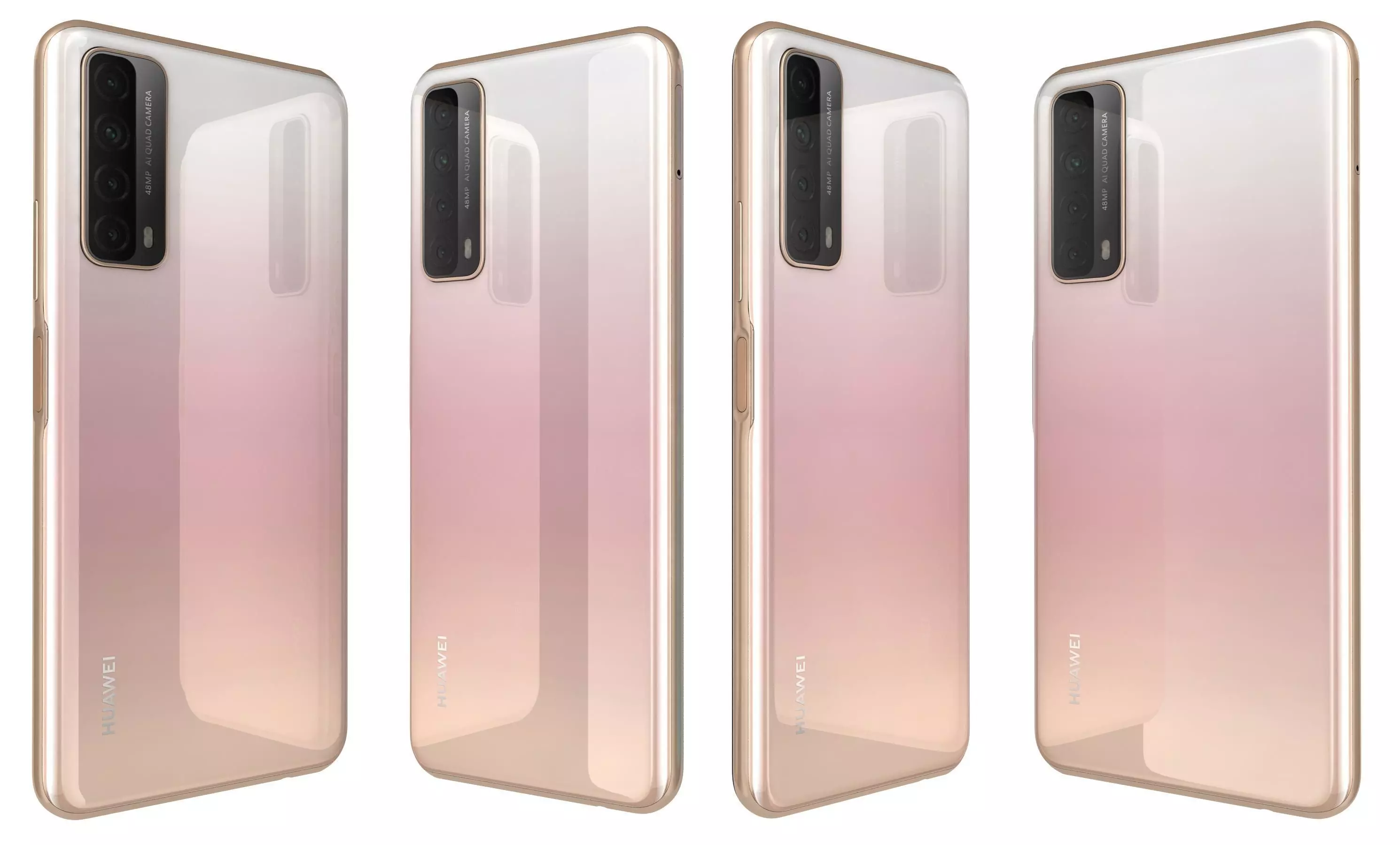 Huawei P Smart 2021 Blush Gold High Poly 3D model_25
