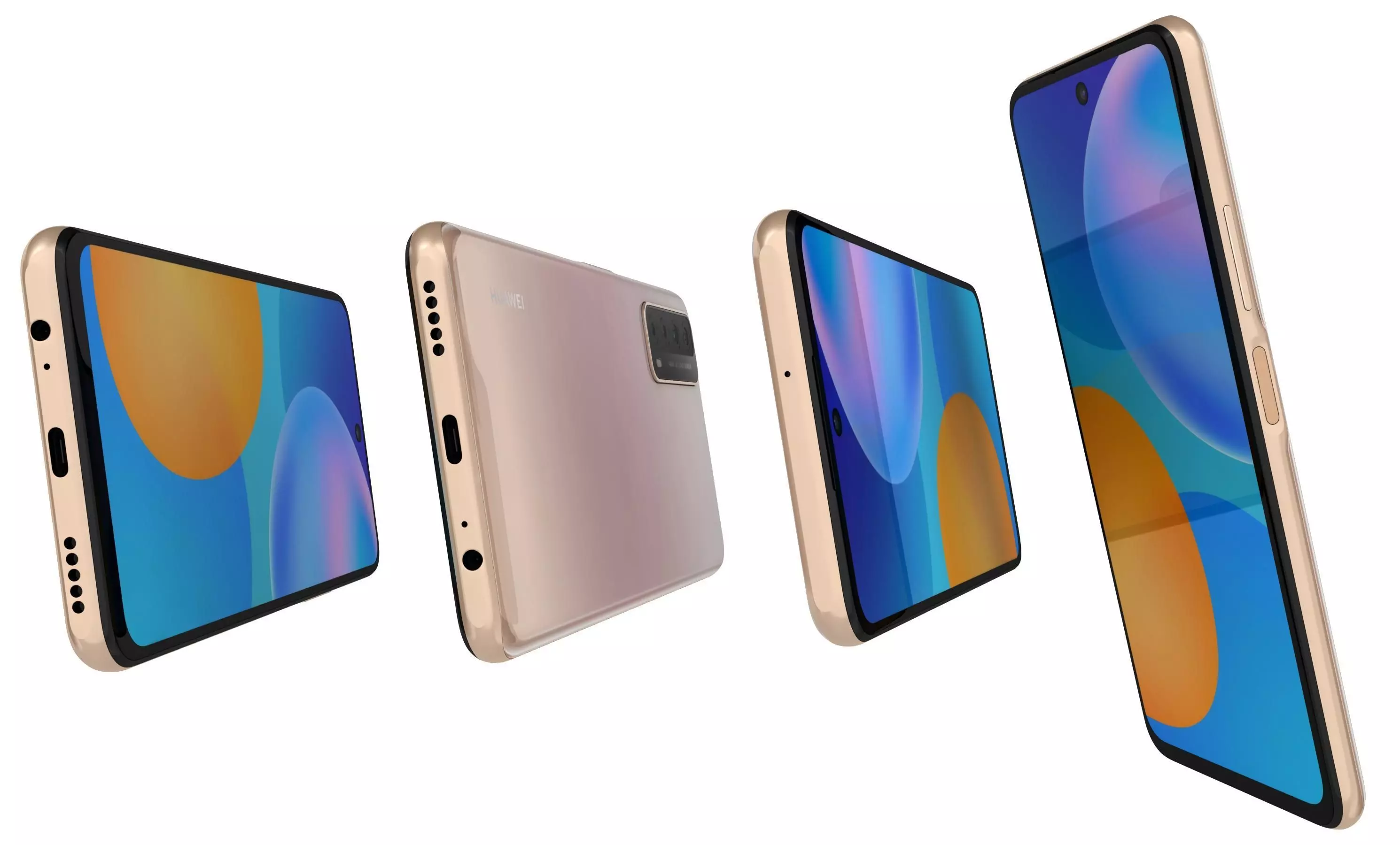 Huawei P Smart 2021 Blush Gold High Poly 3D model_6