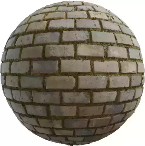 Mossy Brick Setts PBR Texture 
