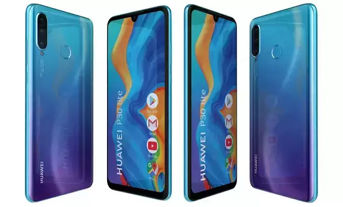 Huawei P30 Lite Peacock Blue High Poly