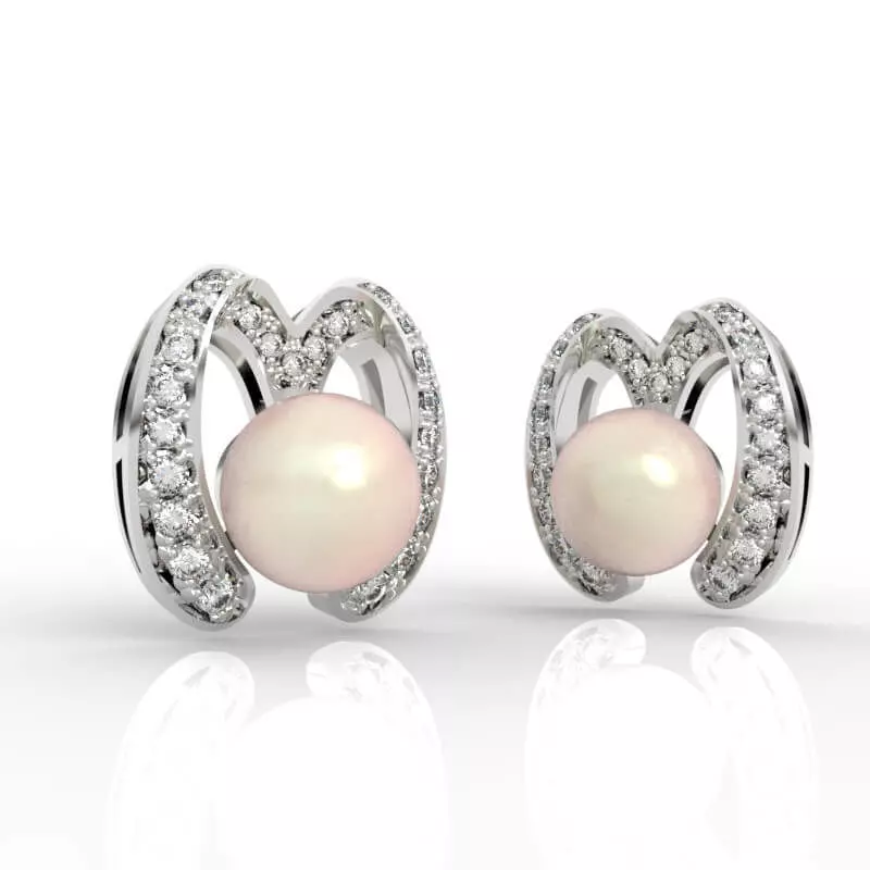 Stunning Tulip Pearl Halo Stud Earrings 3D print model