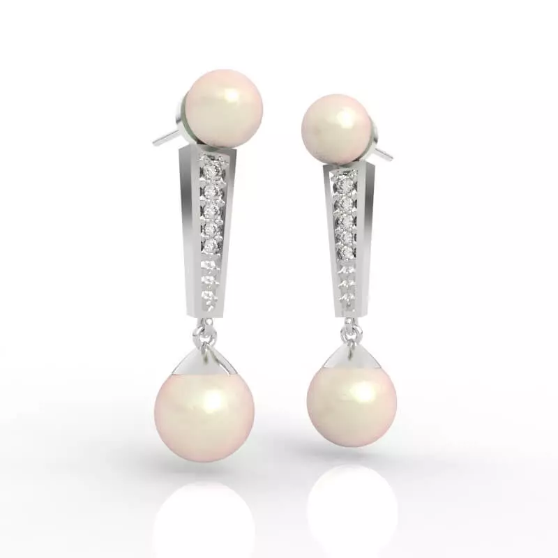 Stunning Double Pearl Drop Earrings 3D print model