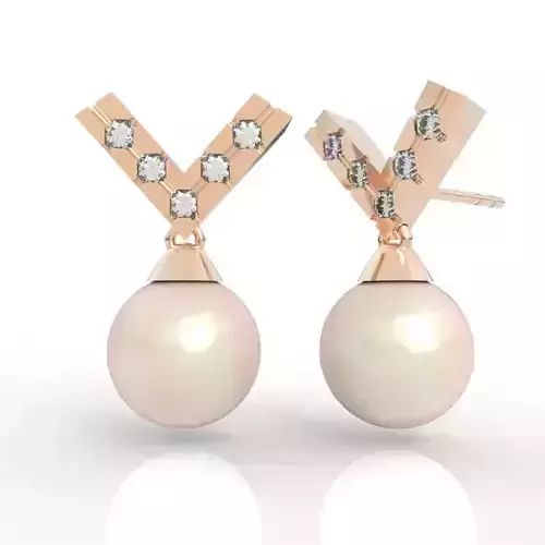 Stunning Chevron Pearl Drop Earrings