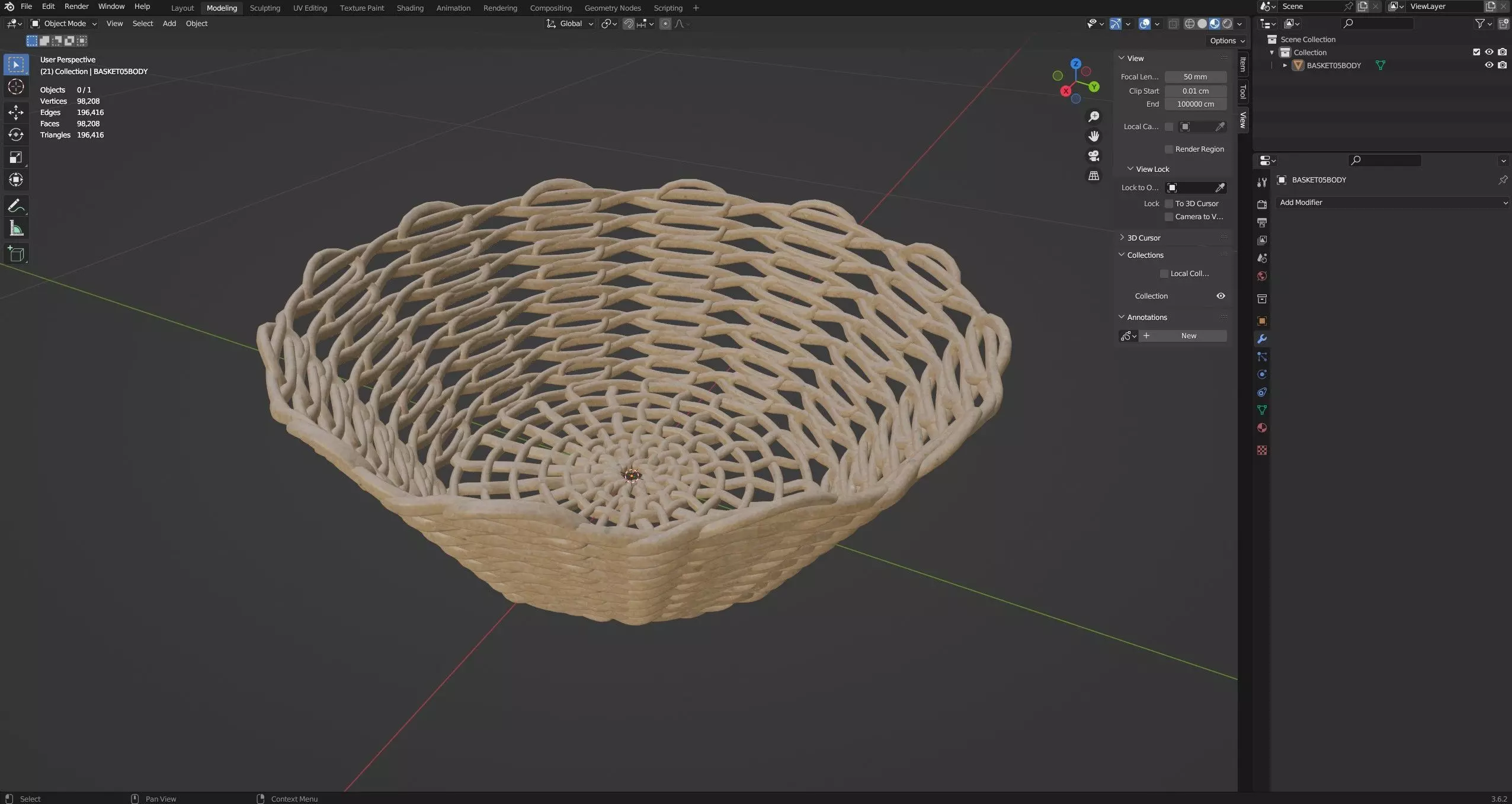 WICKER BASKET05 3D model_5