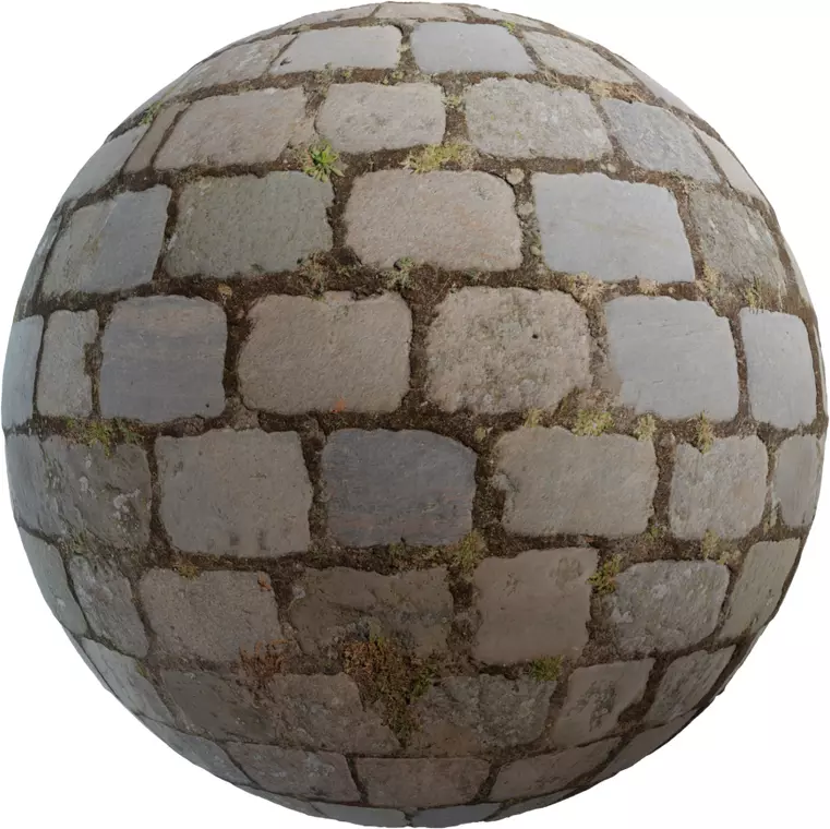 Weathered Granite Setts With Moss PBR Texture Texture