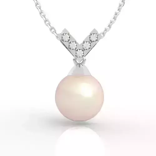 Stunning Chevron Pearl Pendant Necklace