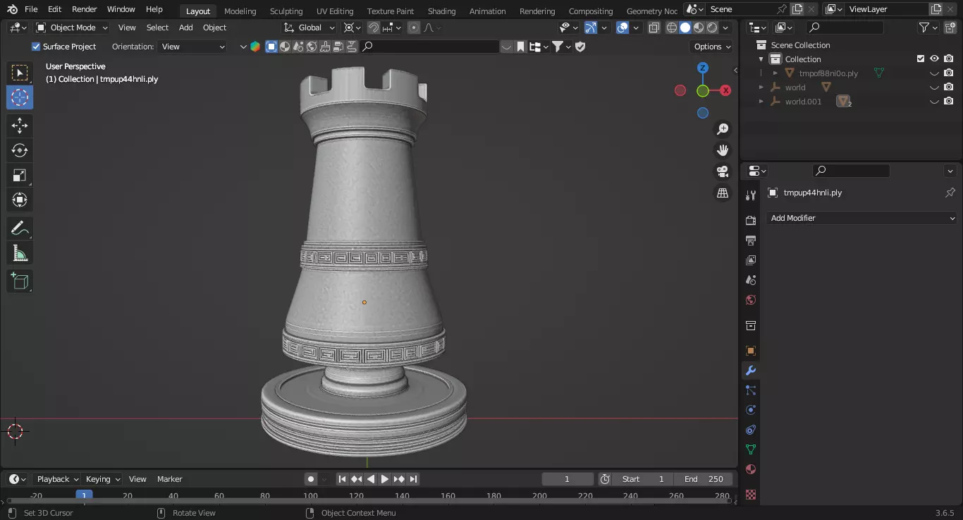 Classic Medieval Rook Chess Piece 3D print model_3