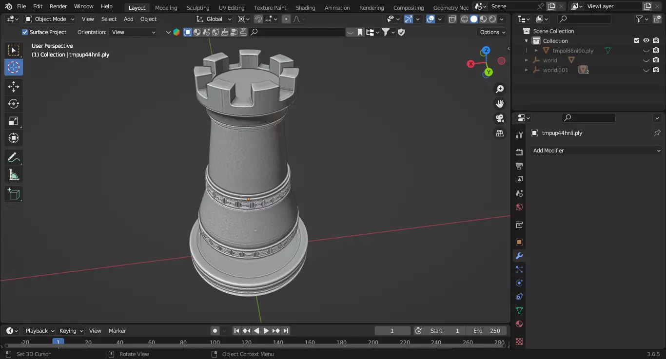 Classic Medieval Rook Chess Piece 3D print model_2