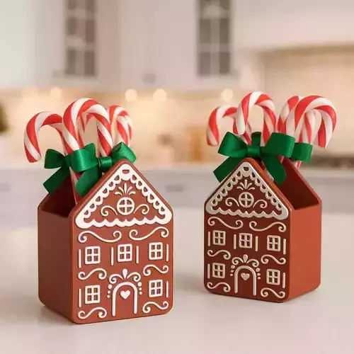 Gingerbread House Treat Box  Christmas Candy Cane Holder