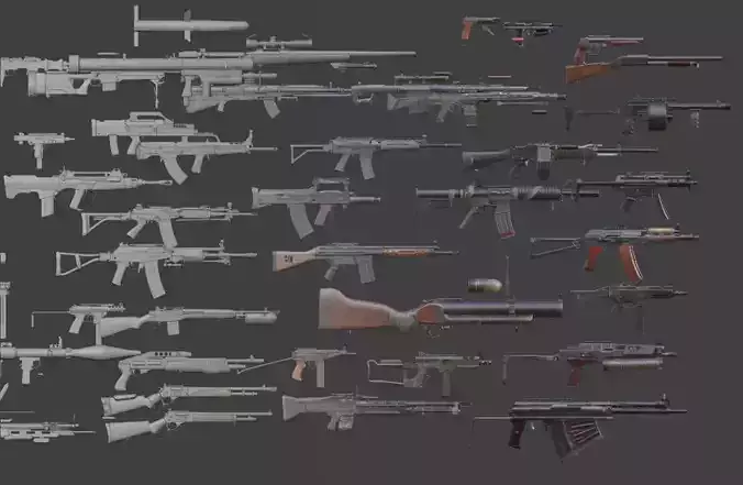 AAA Military Weapon Pack Game Ready Guns Rifles Attachments