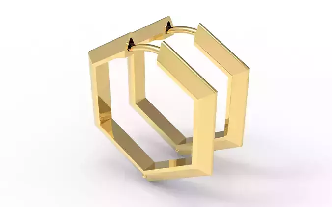 Hexagon Huggies Earrings