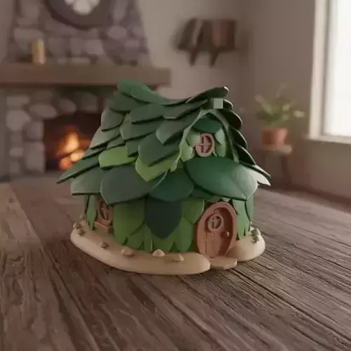 Leaves House 3D Model Fantasy Miniature Home STL for Printing