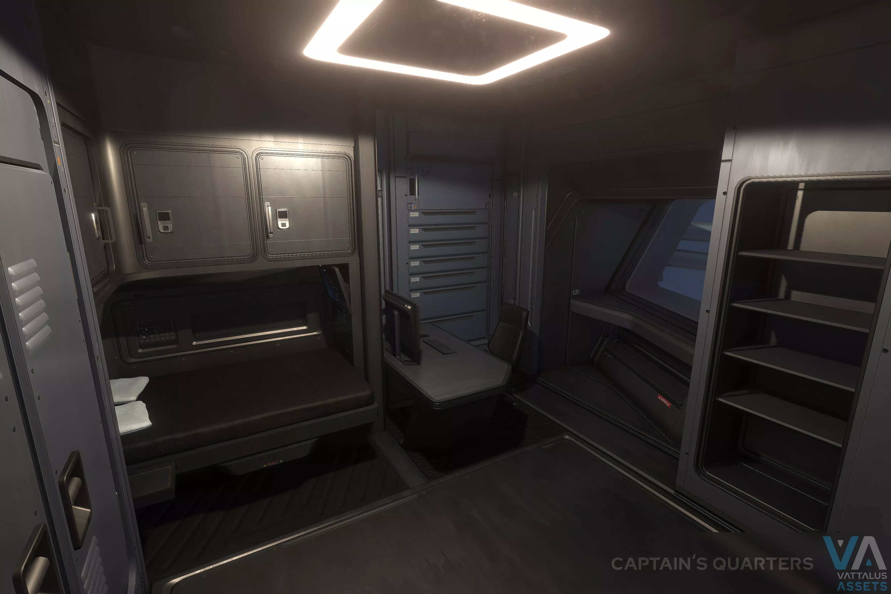 Minerva - Spaceship with Interior Low-poly 3D model_10