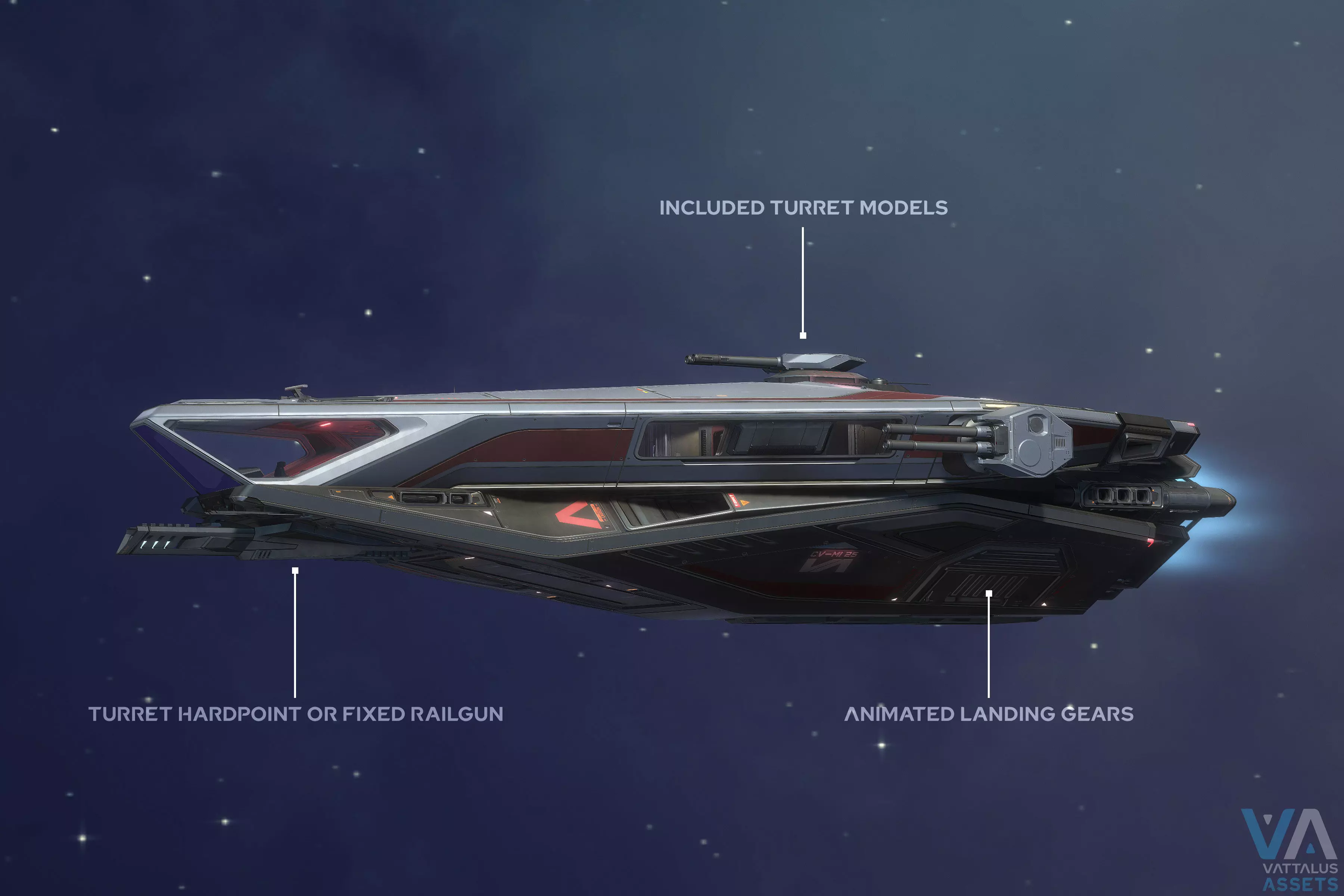 Minerva - Spaceship with Interior Low-poly 3D model_17