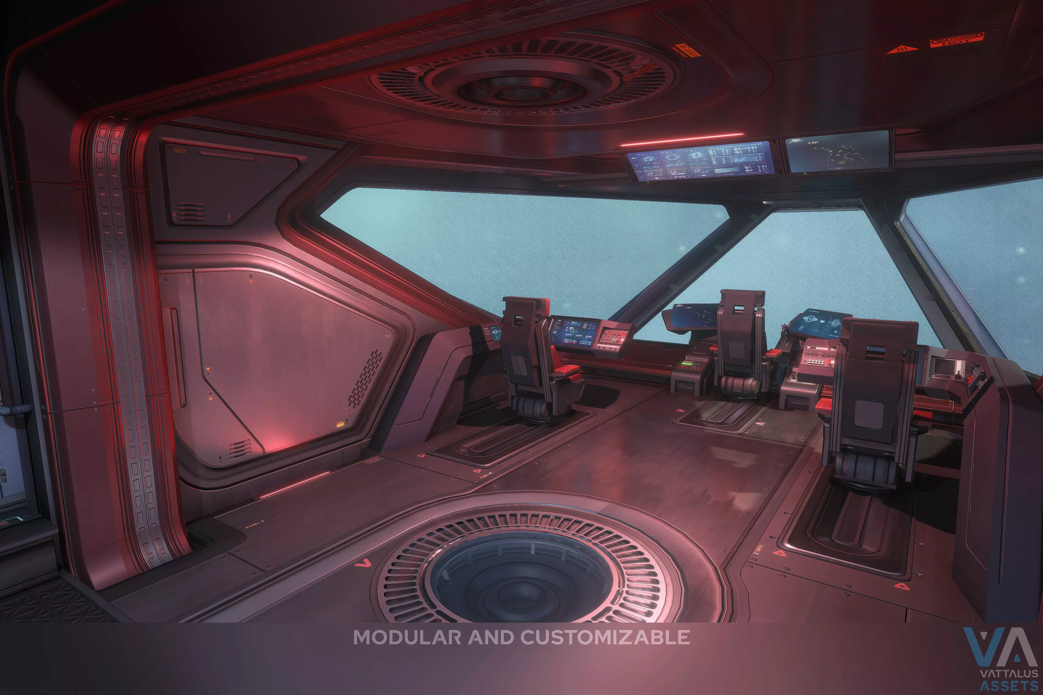 Minerva - Spaceship with Interior Low-poly 3D model_5