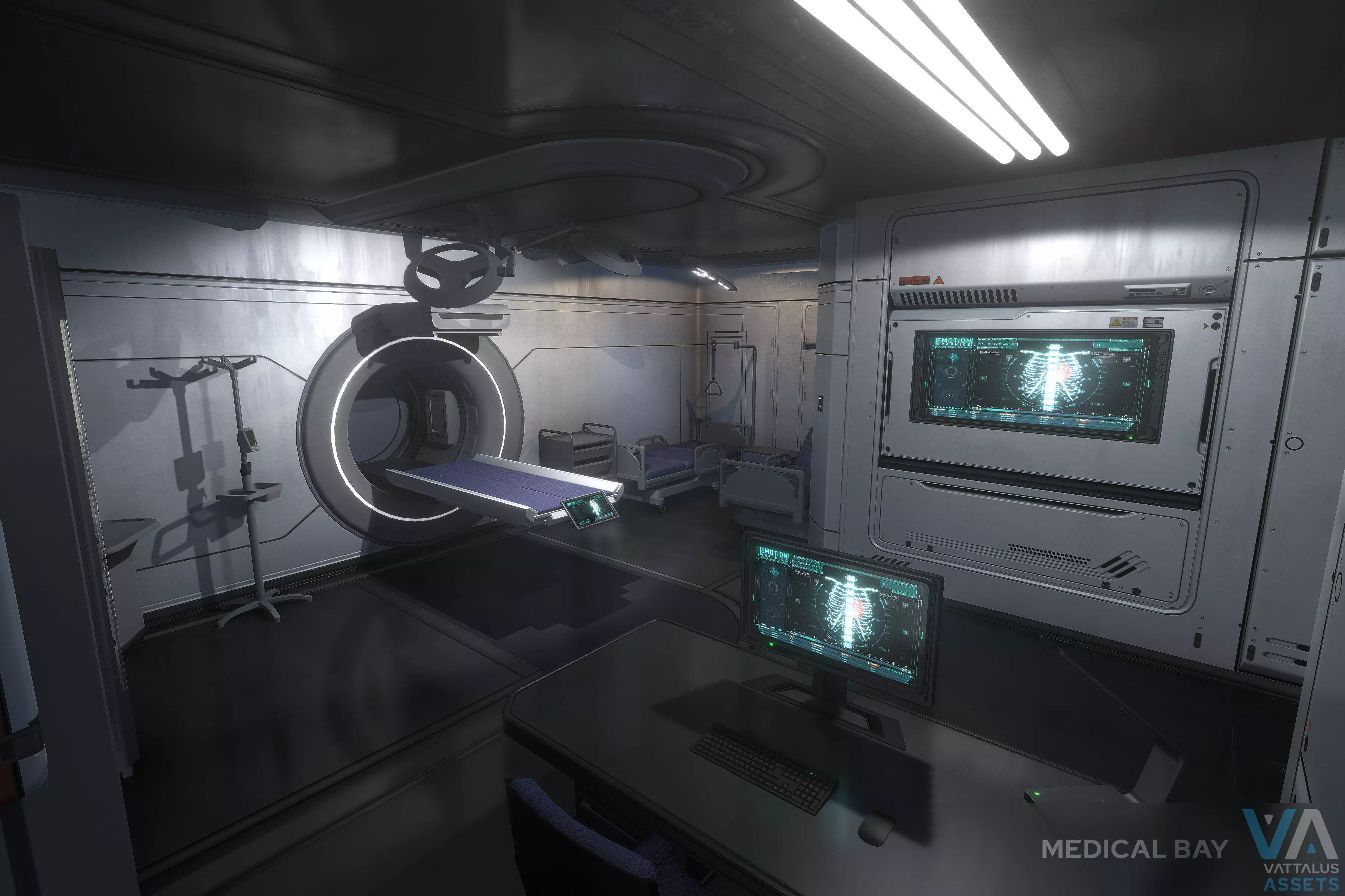 Minerva - Spaceship with Interior Low-poly 3D model_13