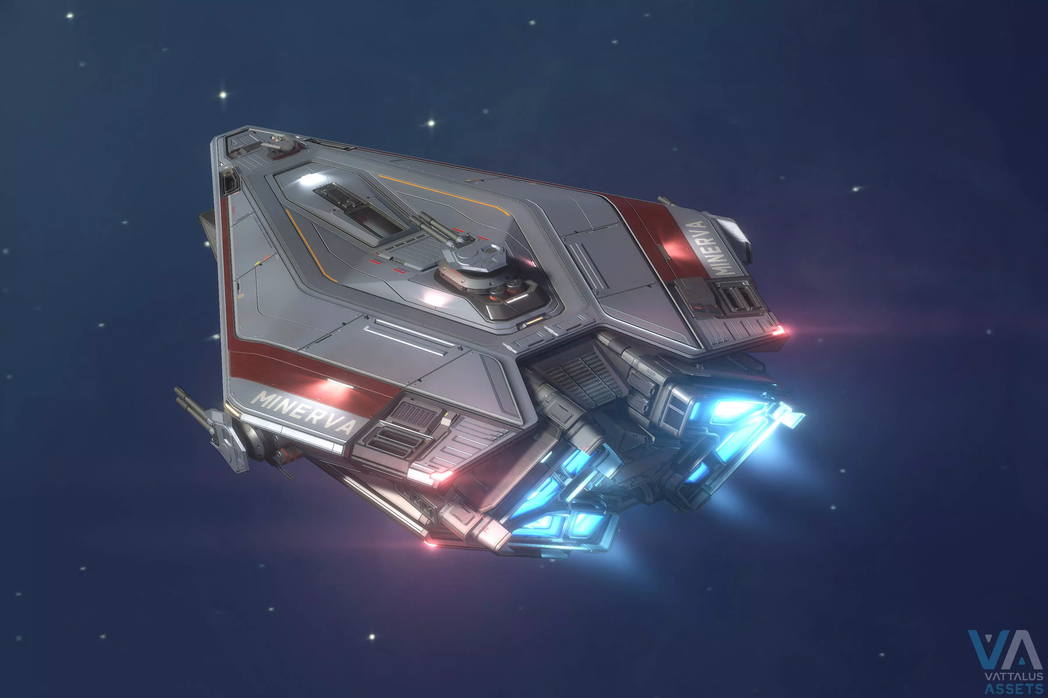 Minerva - Spaceship with Interior Low-poly 3D model_16