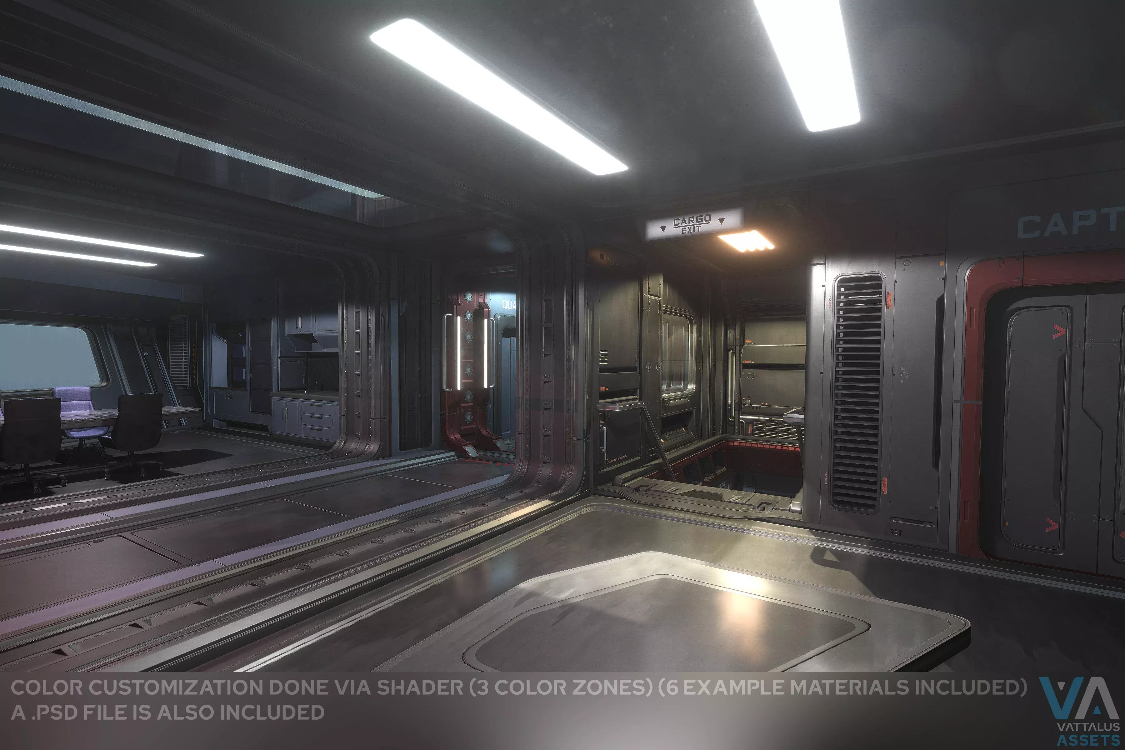 Minerva - Spaceship with Interior Low-poly 3D model_8