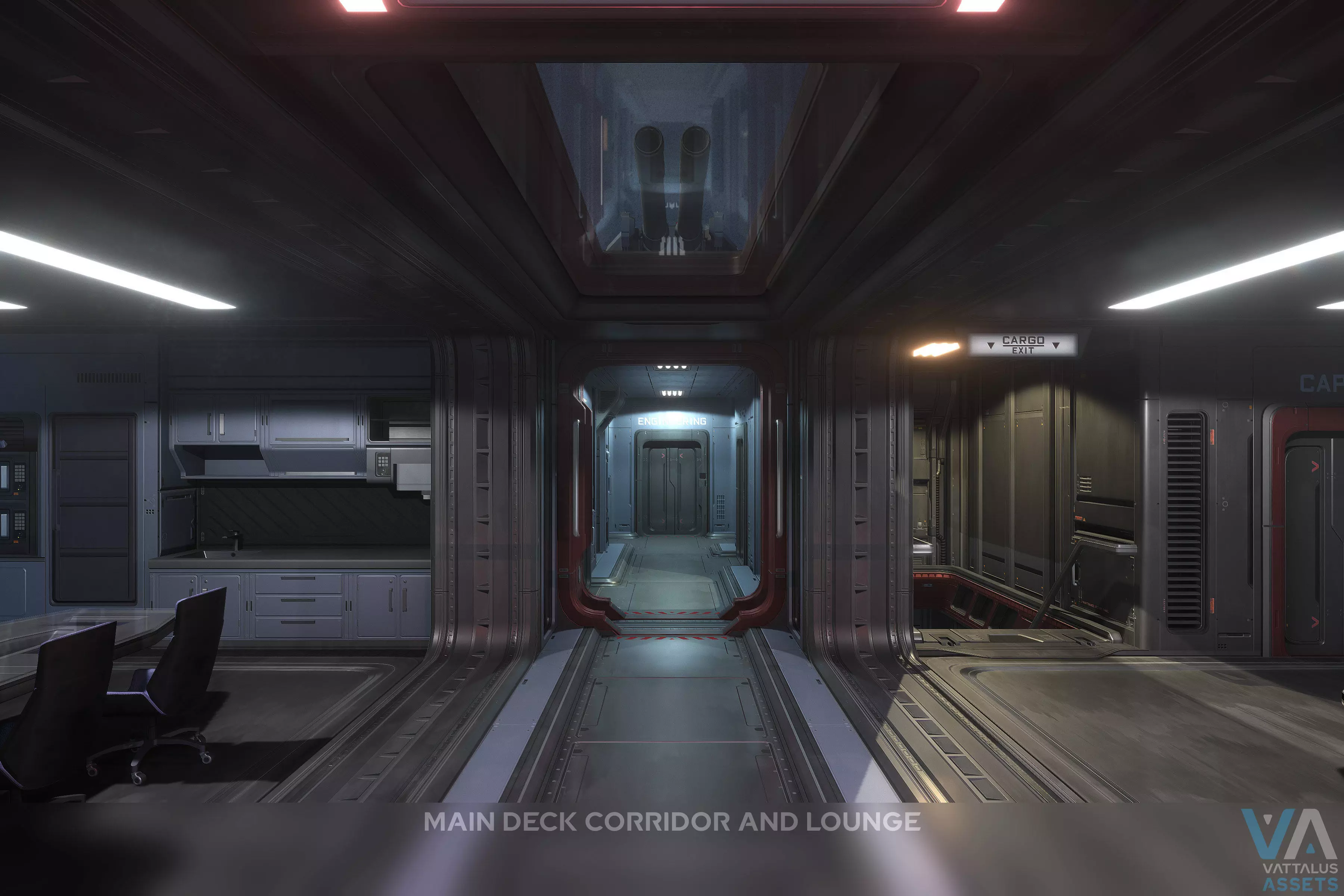 Minerva - Spaceship with Interior Low-poly 3D model_9