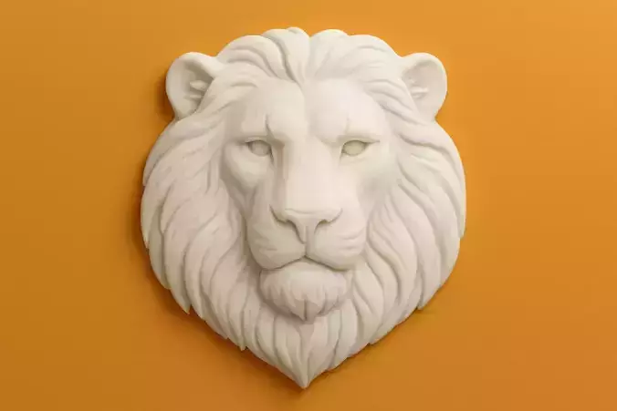Lion Head Bas Relief