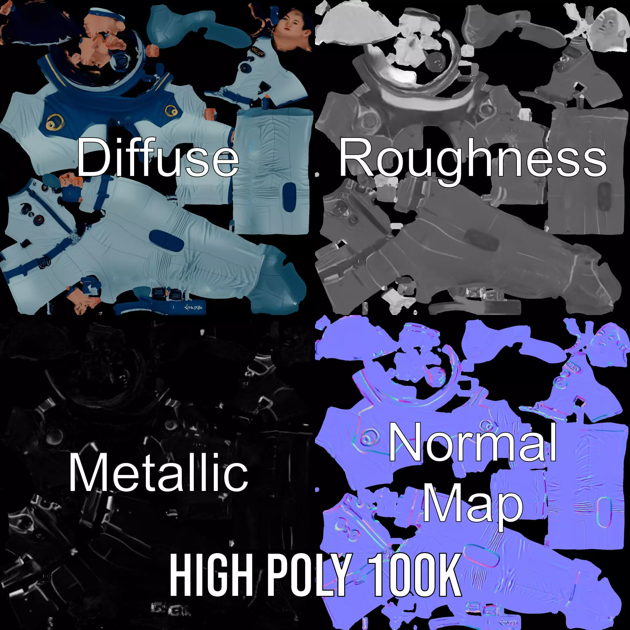 Advanced Space Suit model pack Low-poly 3D model_4