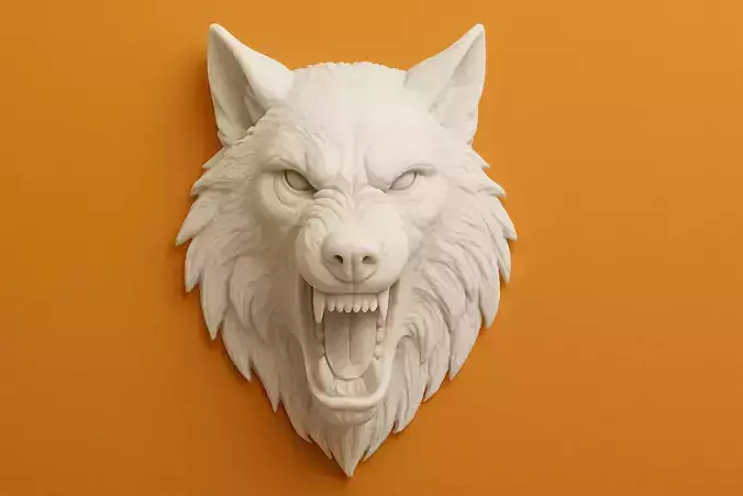 Wolf Head Bas Relief 