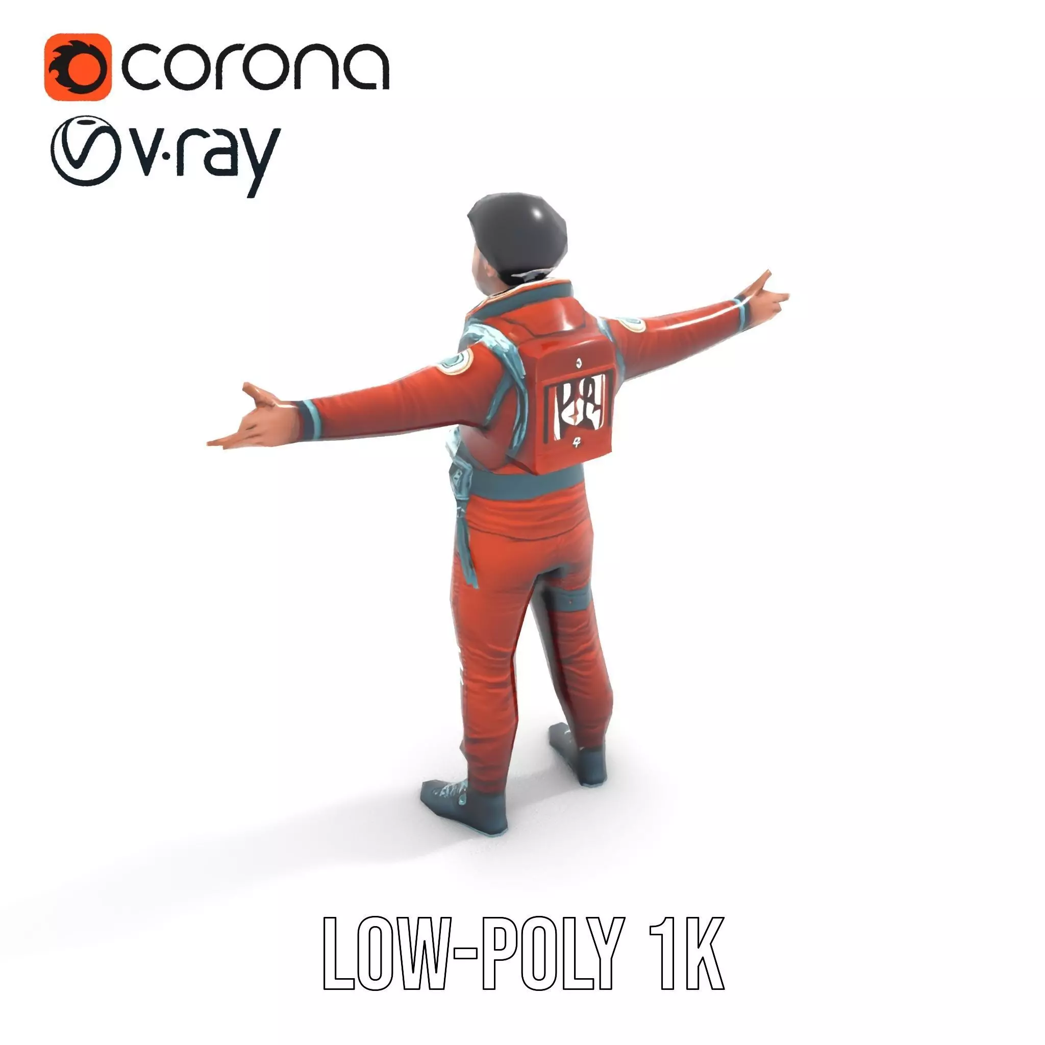 Red Space Suit model pack Low-poly 3D model_10