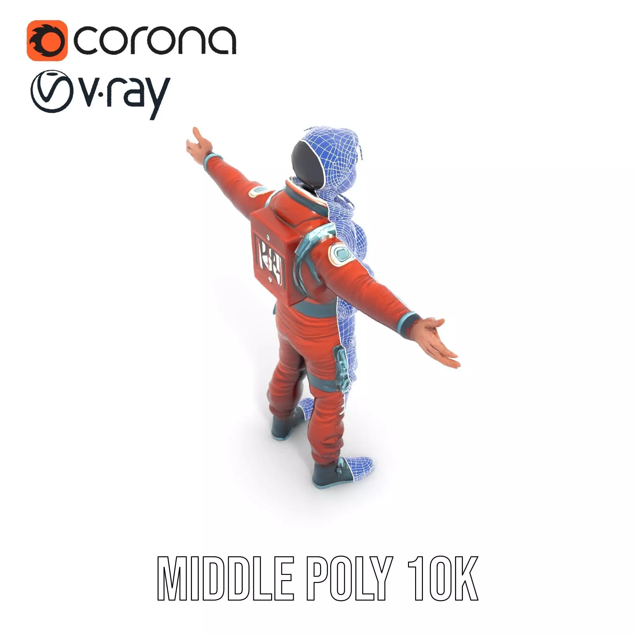 Red Space Suit model pack Low-poly 3D model_6