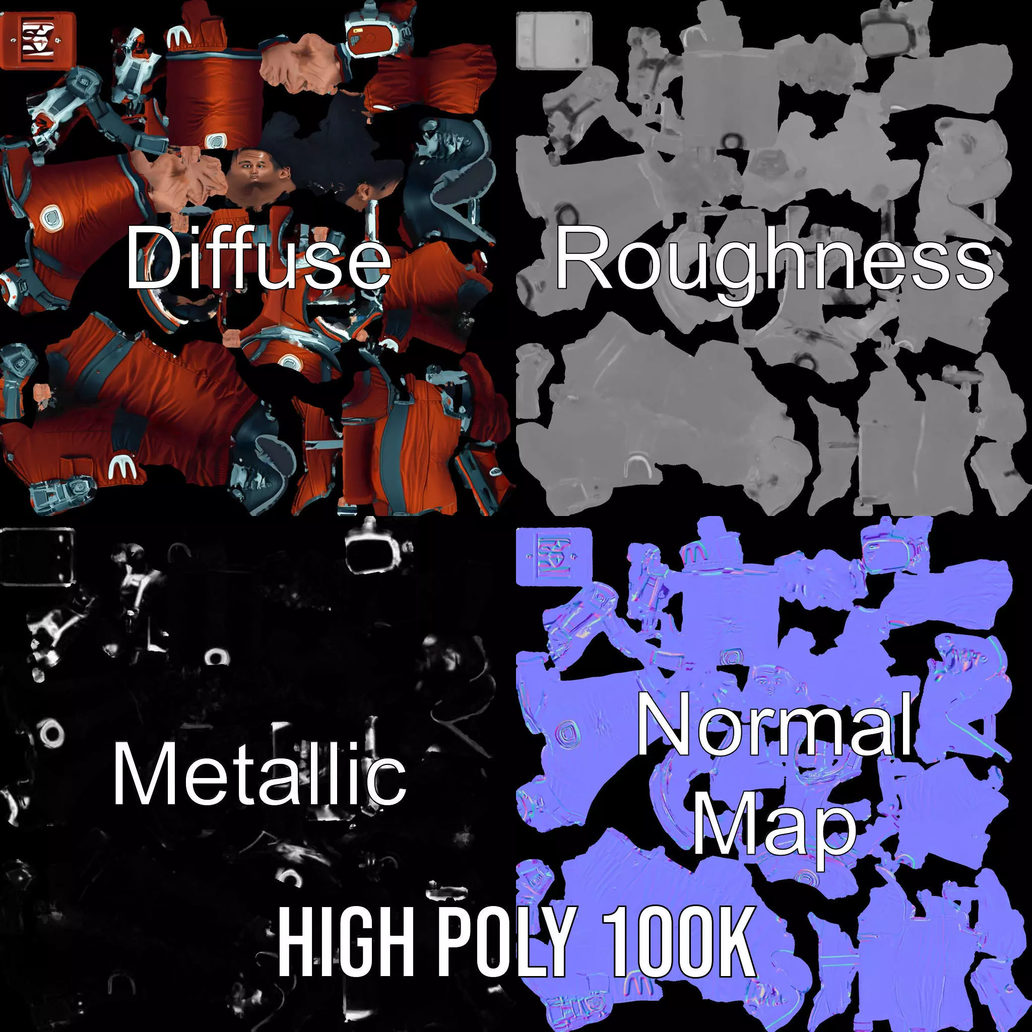 Red Space Suit model pack Low-poly 3D model_4