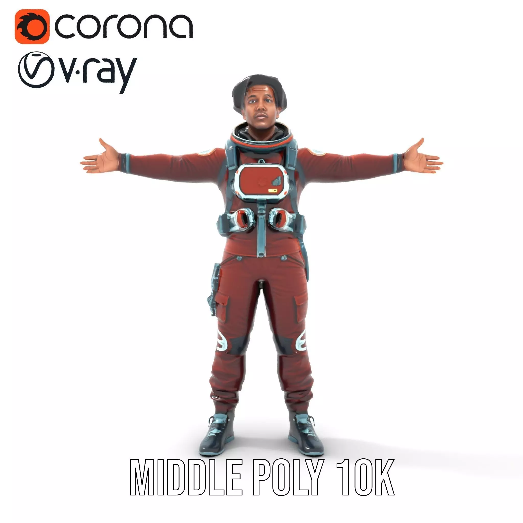 Red Space Suit model pack Low-poly 3D model_25