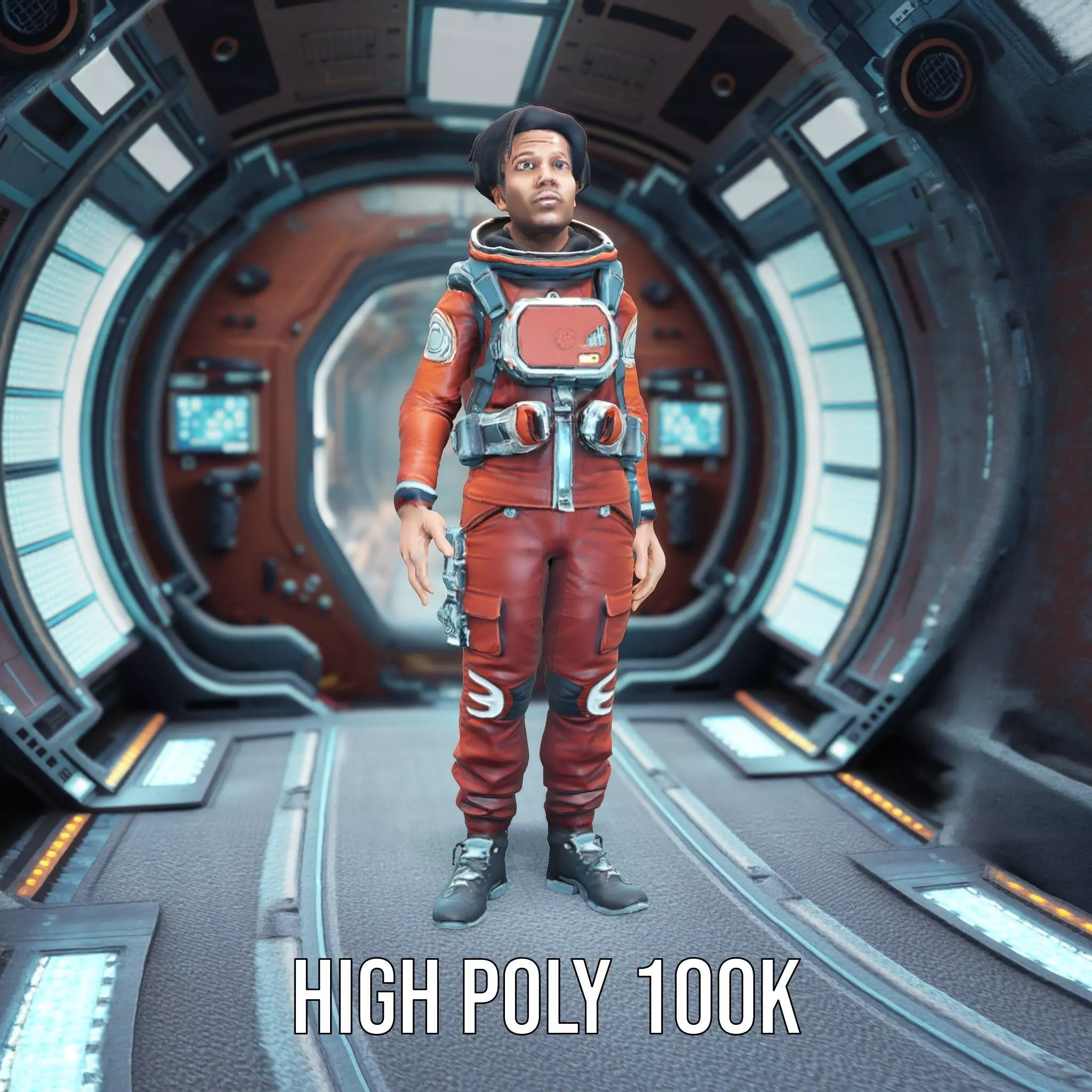 Red Space Suit model pack Low-poly 3D model_11