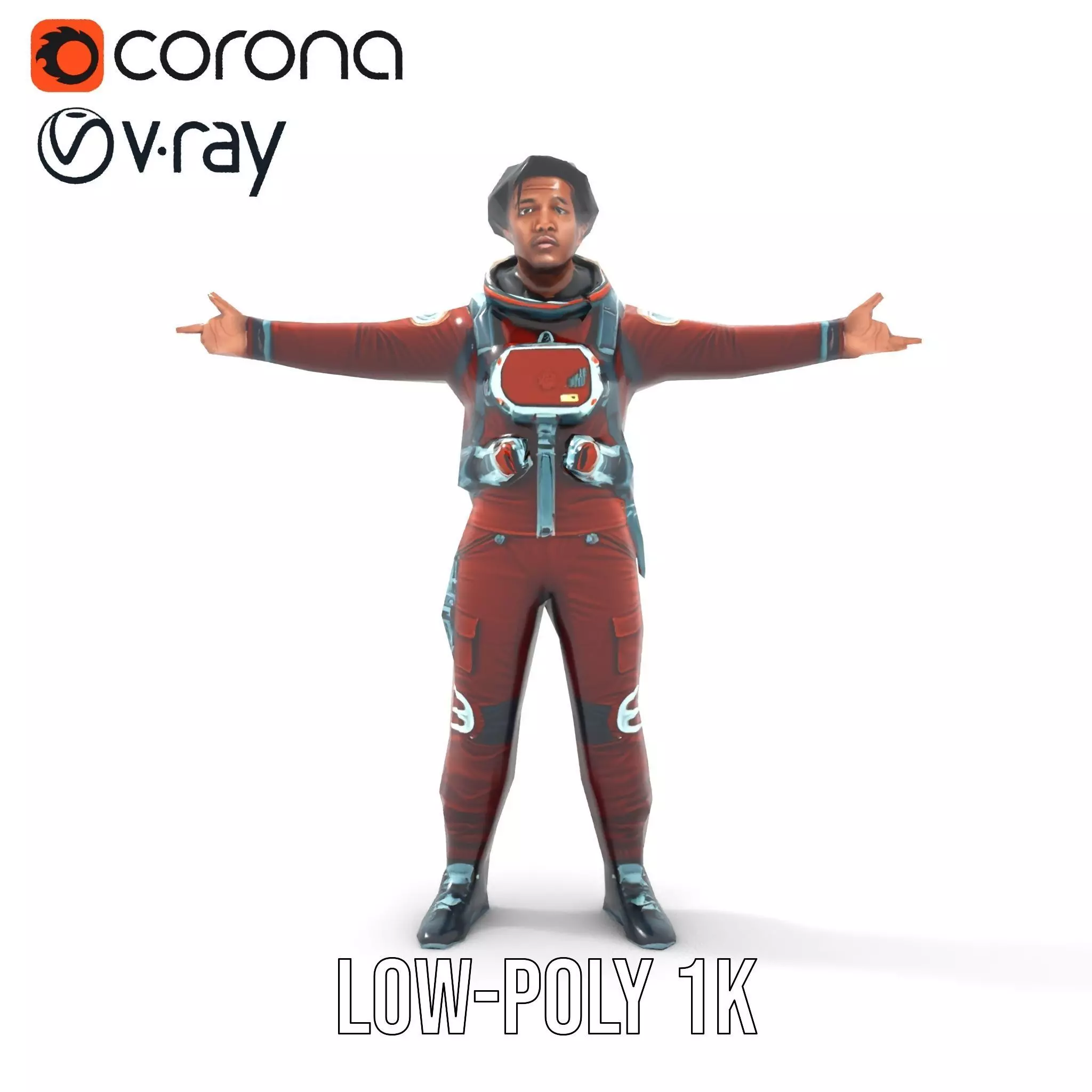 Red Space Suit model pack Low-poly 3D model_21