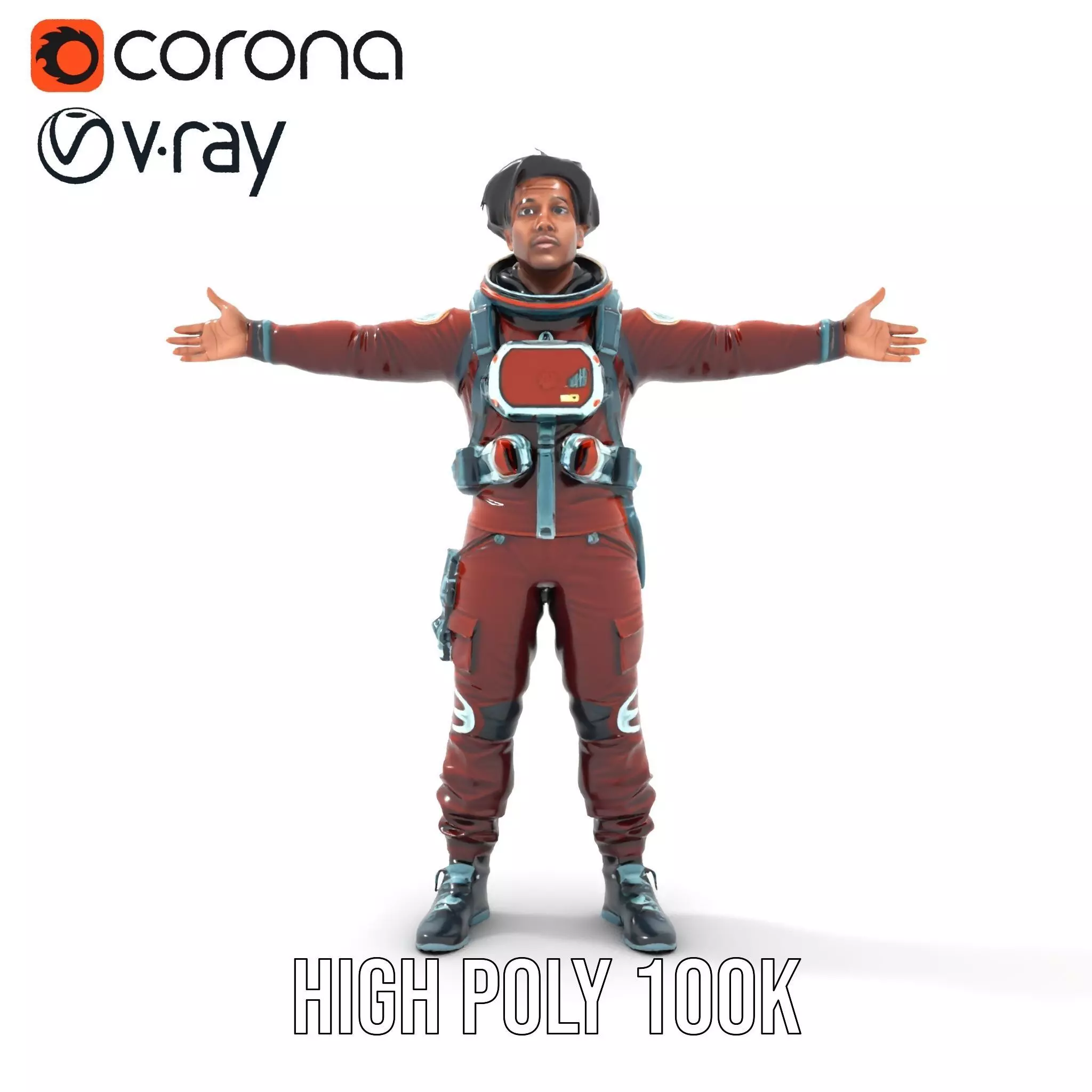 Red Space Suit model pack Low-poly 3D model_34
